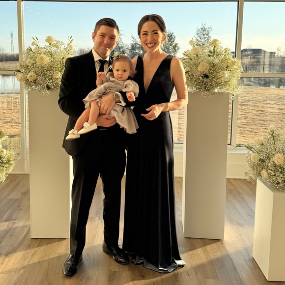 Jenny Yoo Logan Deep-V Velvet Column Gown - Picture 5 of 5